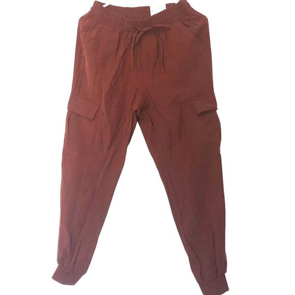 NWT - INC Joggers Pull On Cargo Utility Style High Rise Deep Sienna Size XS NEW - Picture 1 of 7